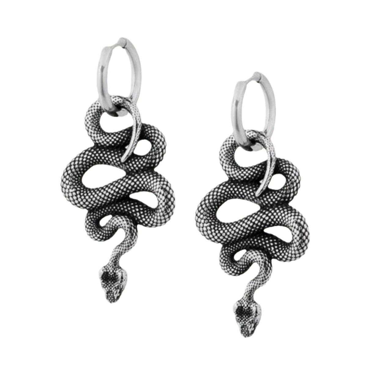 

Personality Gothic Silver Color Winding Spirit Snake Pendant Dangle Earrings for Women Hallowmas Party Hip-hop Punk Jewelry Gift