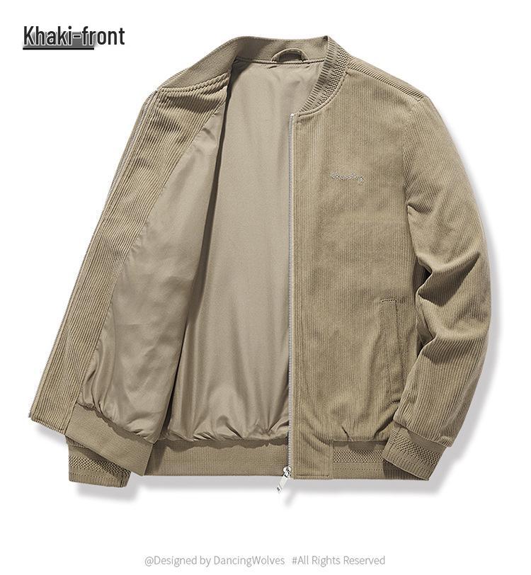 Men's Loose-Fit Corduroy Baseball Jacket - Spring/Autumn Casual Versatile Plus Size