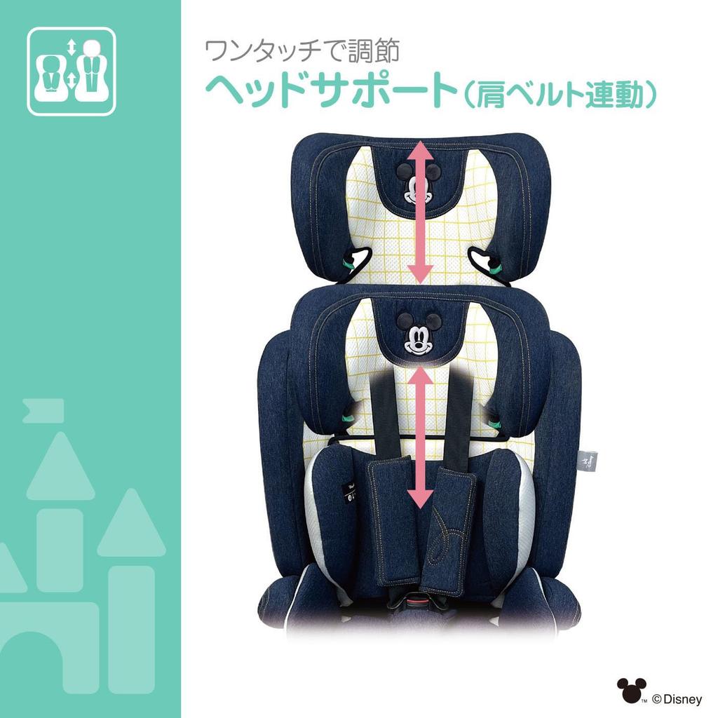 Disney Harness Junior Mickey Age 15 Months and Up Child Seat Junior Seat Elementary School Student Outing Easy Installation R129 Next/Denim R-129
