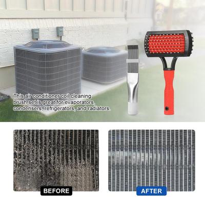 Air Conditioner Coil Cleaning Brush Kit Double Sided Evaporator Cleaner Fin Comb for HVAC Maintenance Cleaning Tool