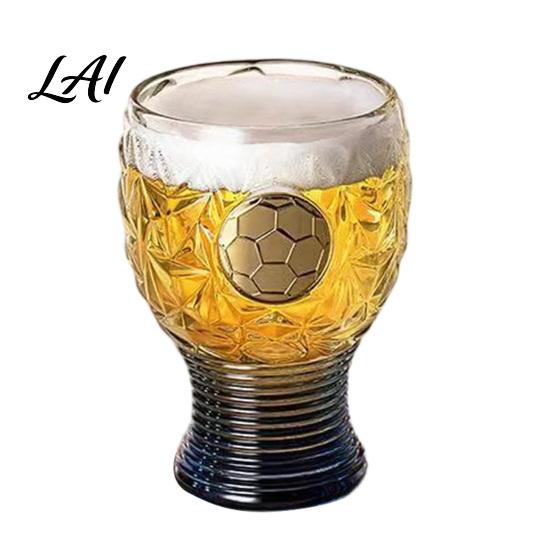 Tall Football Mug Soccer Trophy Beer Glass 400ml Capacity Mug Clear Glass