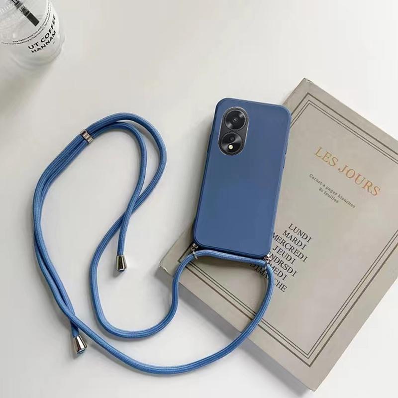 OPPO A 38 18 4G Cases Lanyard Crossbody Necklace Strap Cord Case For Oppo A18 4G A38 4G Liquid Silicone Candy Color Cover
