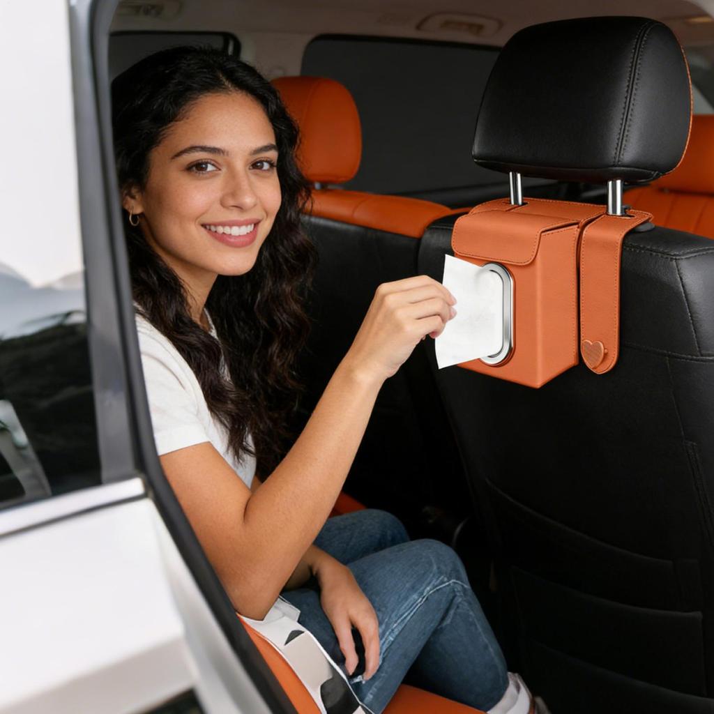Car Tissue Holder Facial Paper Organizer With 2 Hooks Car Tissue Dispenser For Backseat Headrest Travel Road Trip Interior Truck