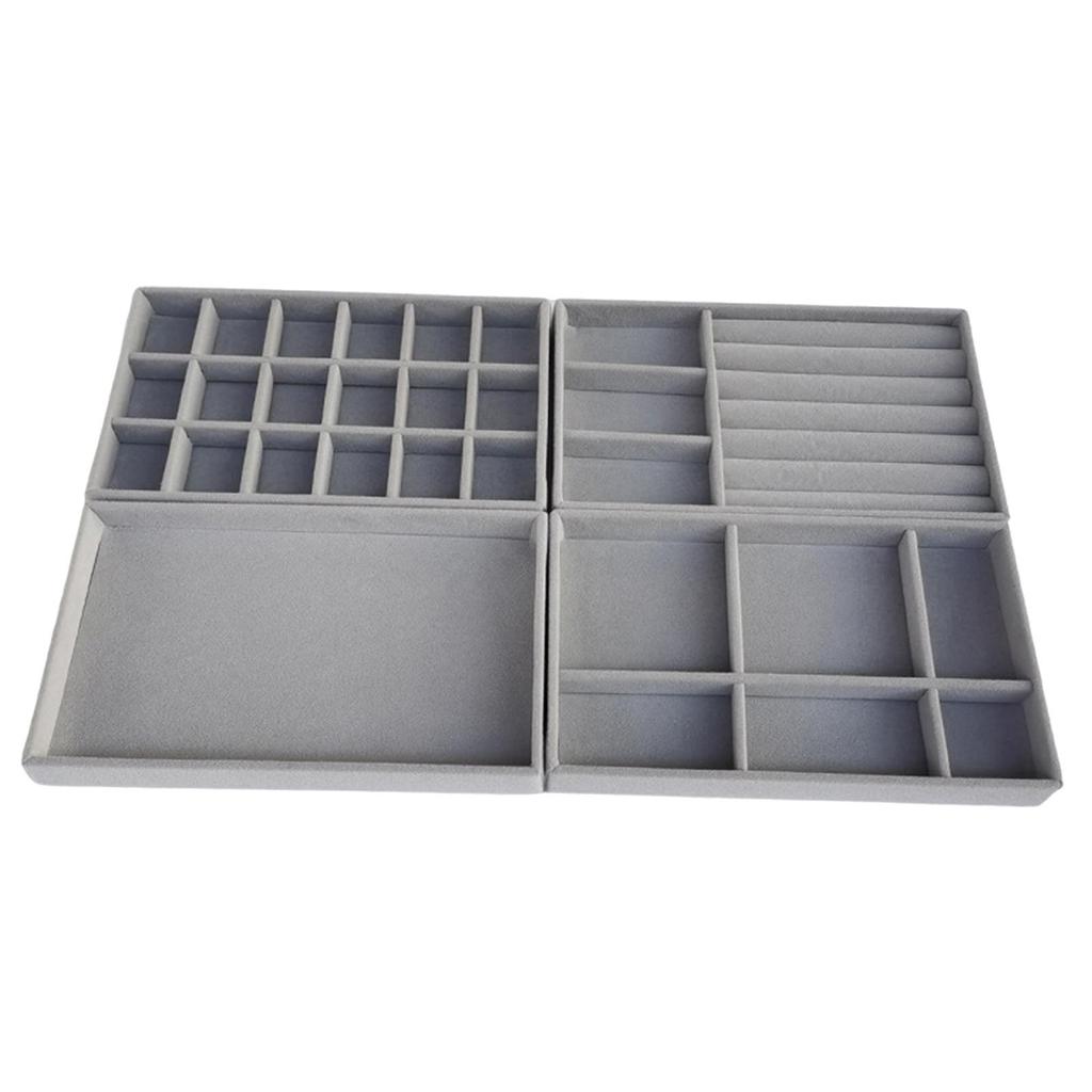4 Pieces Jewelry Tray Organizer, Insert Divider Durable Storage Container Display Trays for Day Gift