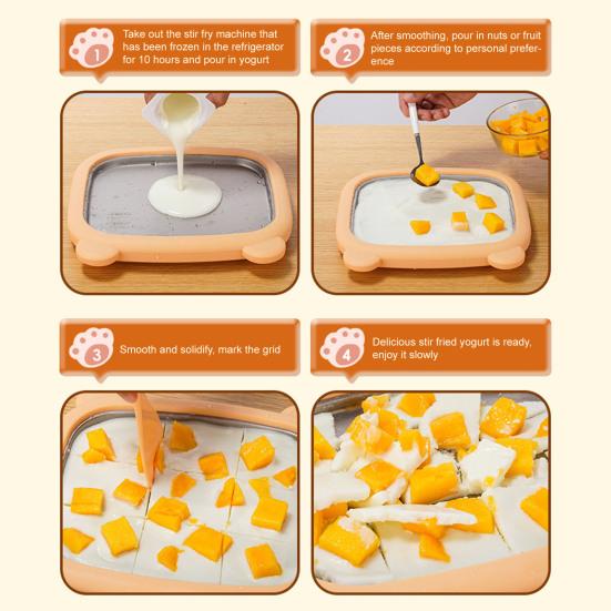 Bear-Shaped Yogurt Ice Cream Maker for Kids Stainless Steel Manual Non-Electric Freezing Dessert Machine for DIY Sorbet Smoothie Bowls