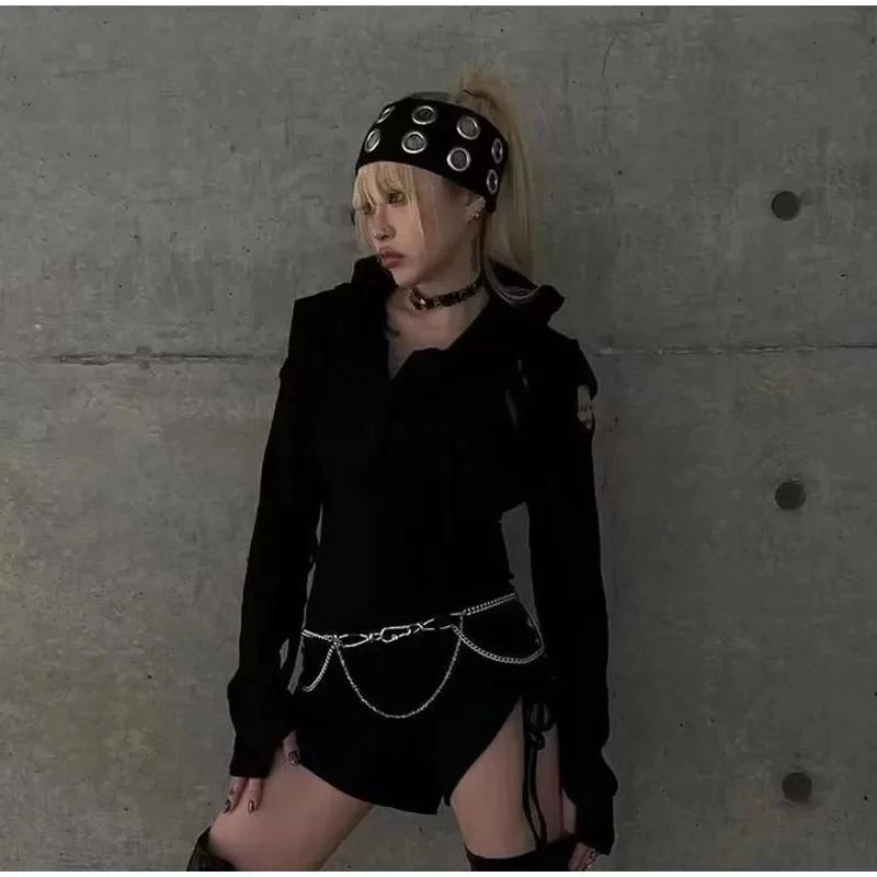 Metal Hole Headband, Punk Hip-hop Style, Fashionable Headwear for Girls, Rock Y2k Elastic Headband