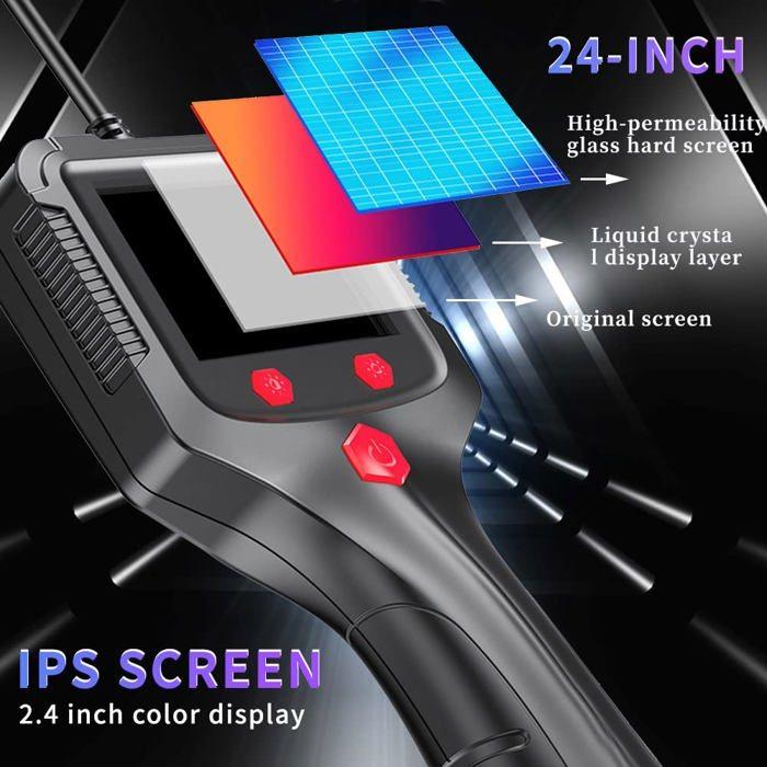 Endoscope 1080P HD Caméra d'inspection Industrielle IP67 avec écran IPS 2,4" Lumières LED Endoscope à Canal 8/5,5 mm (5.5mm)
