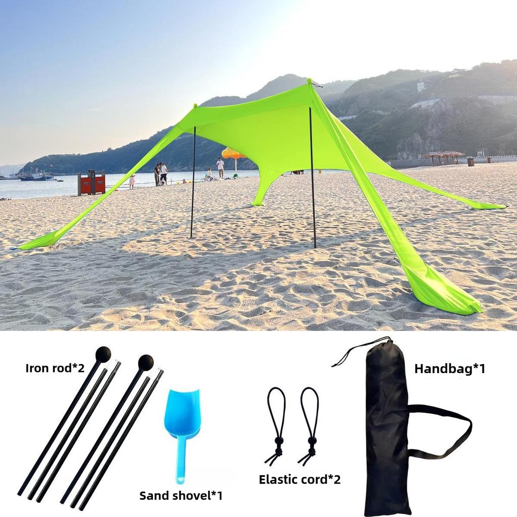 Beach Tent Sun Shelter with UPF 50+ UV Protection Beach Canopy Sun Shade with SandbagsPoles and Ground Pegs and Anti-Wind Ropes