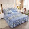 3pcs Bed Skirt Set Solid Color Quilted Thickened Lace Decoration Includes 1 Bed Skirt + 2 Pillowcases Suitable for Home And Hotel