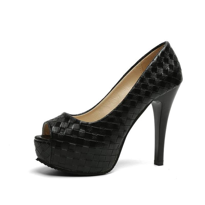 Women's Plaid Low Cut Platform Stiletto Heels, High Heel Dress Shoes for Party and Wedding