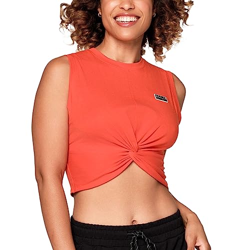 ZUMBA WEAR Twist Tank Top, Women s Fitness, Size Small, Orange, Z1T000442