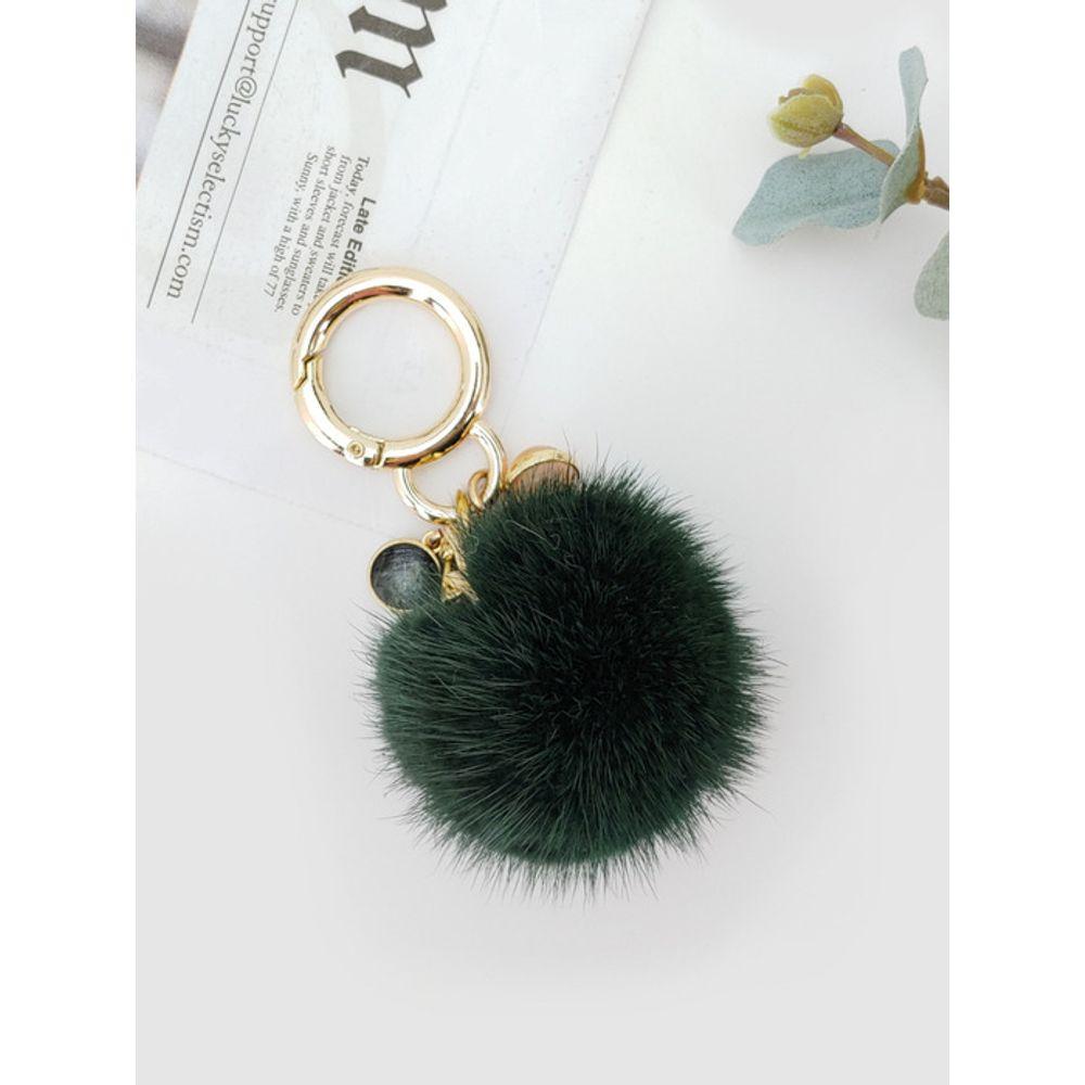 LALA Natural Mink Fur Keychain - Green
