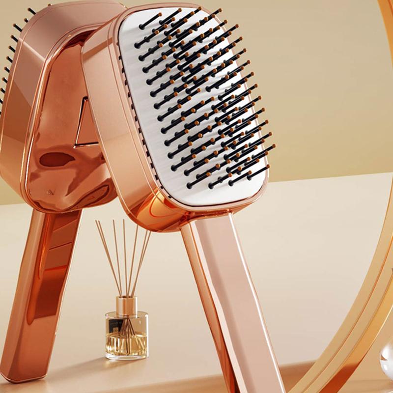 New Self Cleaning 3D Air Cushion Massager Hair Brush Airbag Massage Comb Brush Electroplated Detangling Anti Static Hairbrush