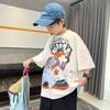 Boys' summer outfit white short sleeved T-shirt 2026 new style children's summer loose fit mid size children's summer top