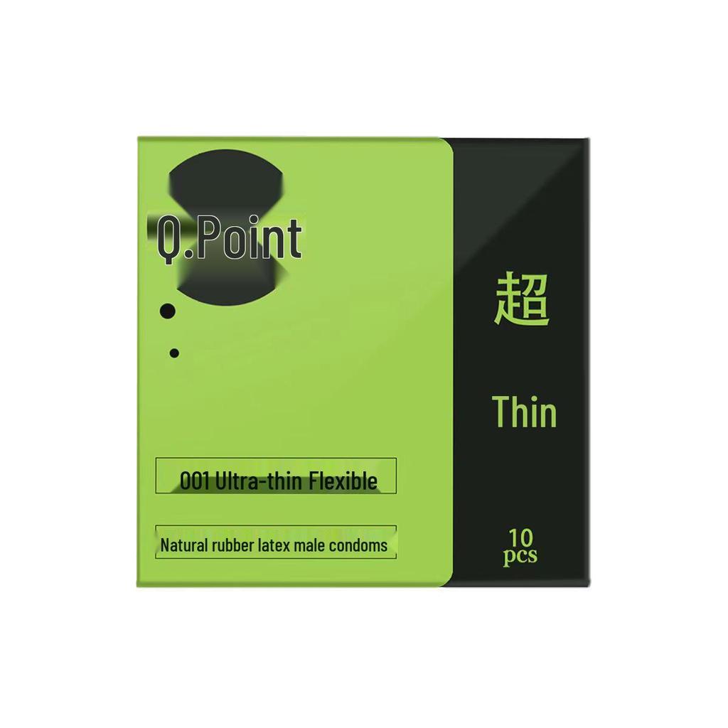 Q-Point Ultra-Thin Ribbed Large Particle Long-Lasting Safety Condoms, Adult Intimate Products.