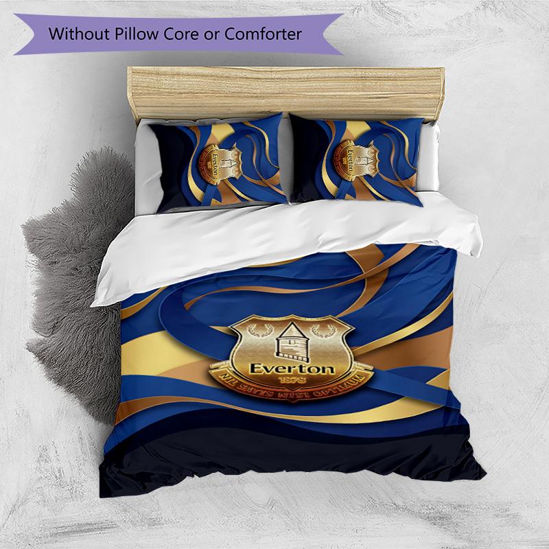 Everton Football Printed 3 Pieces Bedding Set, Comfortable Skin Friendly Bedroom Duvet Cover Set