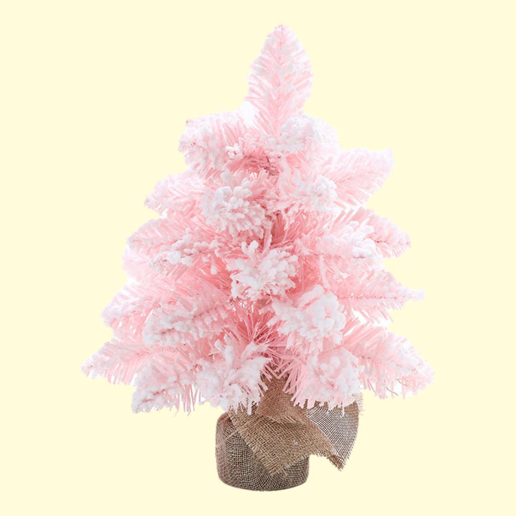 Snow Pointy Pink Spray Mini Christmas Tree Tabletop Window Decoration Decoration