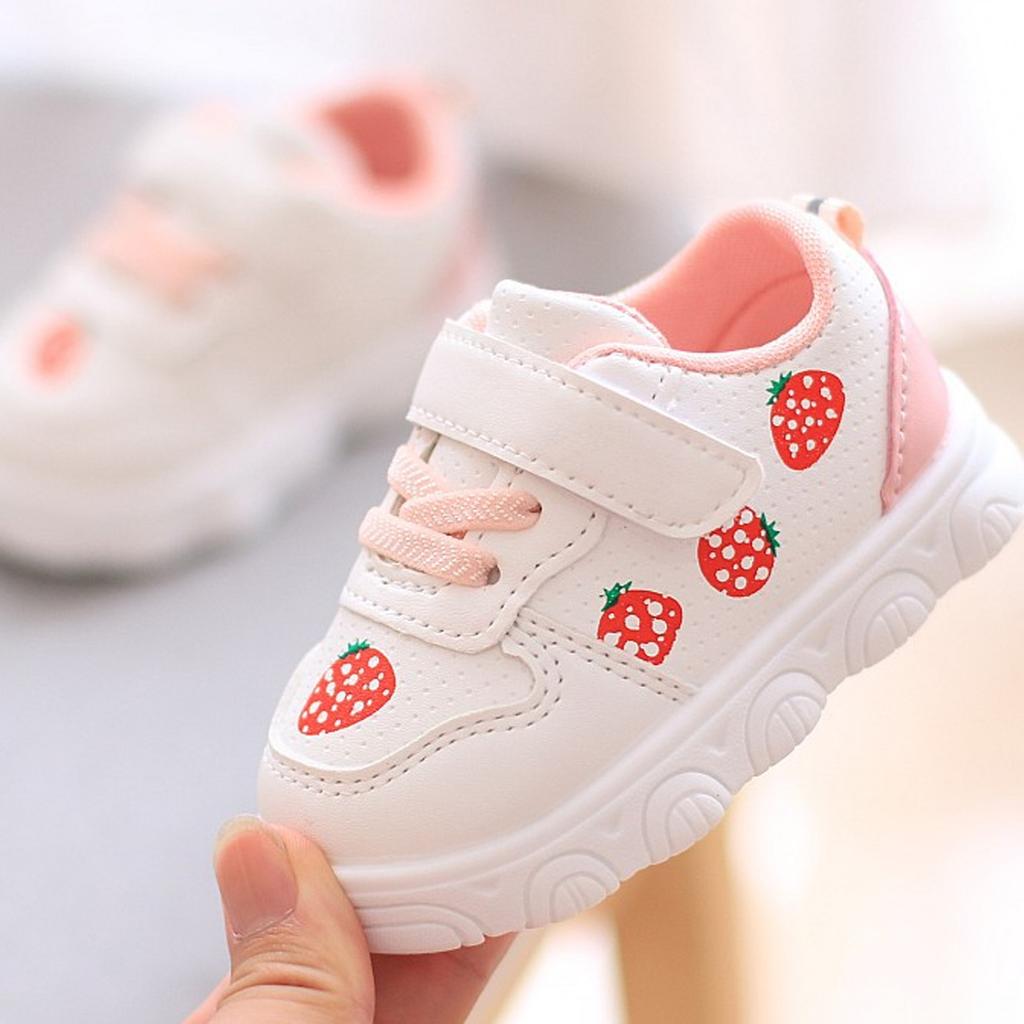 Baby Shoes Strawberry Pattern Skid Resistance Soft Comfortable Fashionable Baby Walking Shoes with Breathable Holes