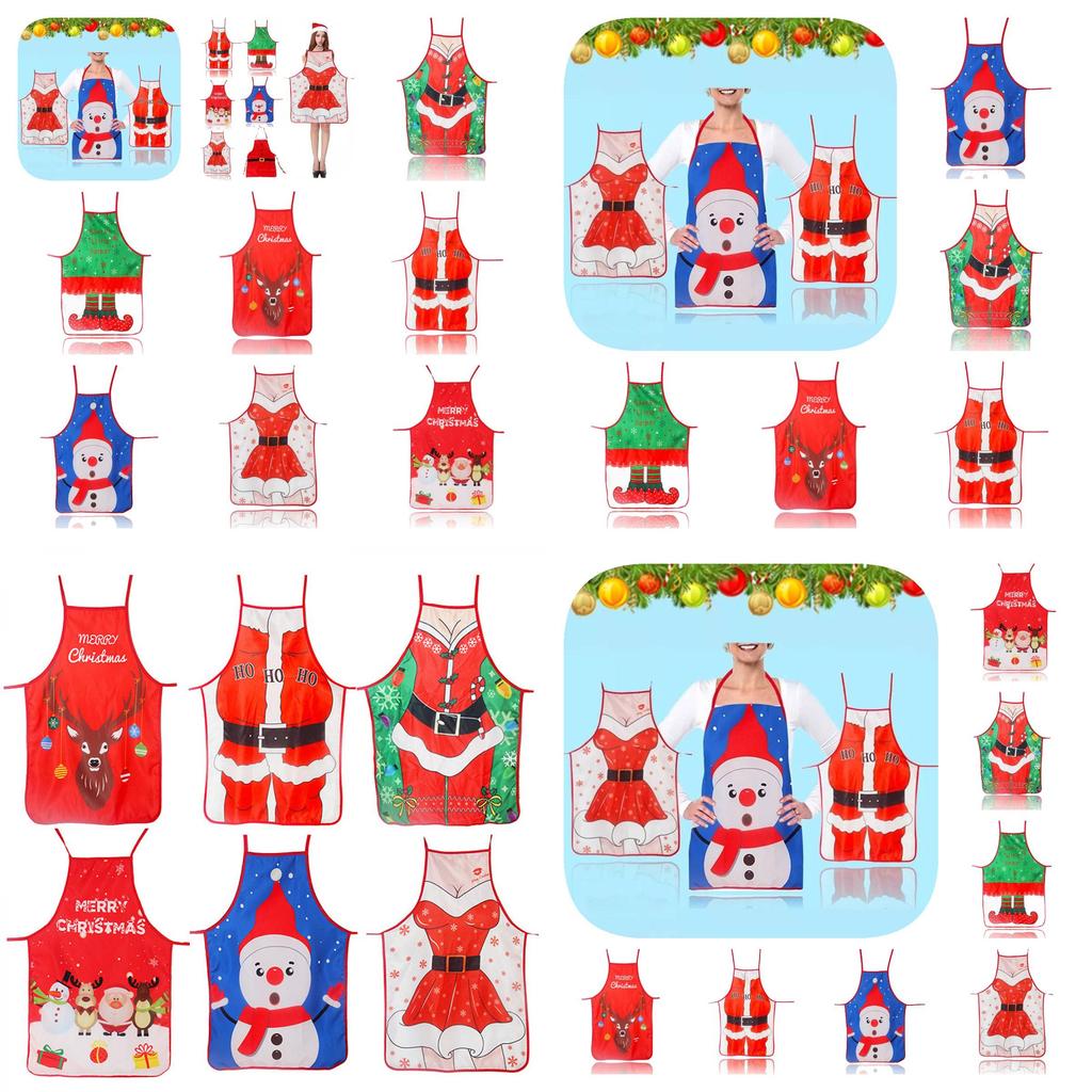 Festive Christmas Apron Stylishly Printed Fabric Costume For Holiday Cheer And Joy