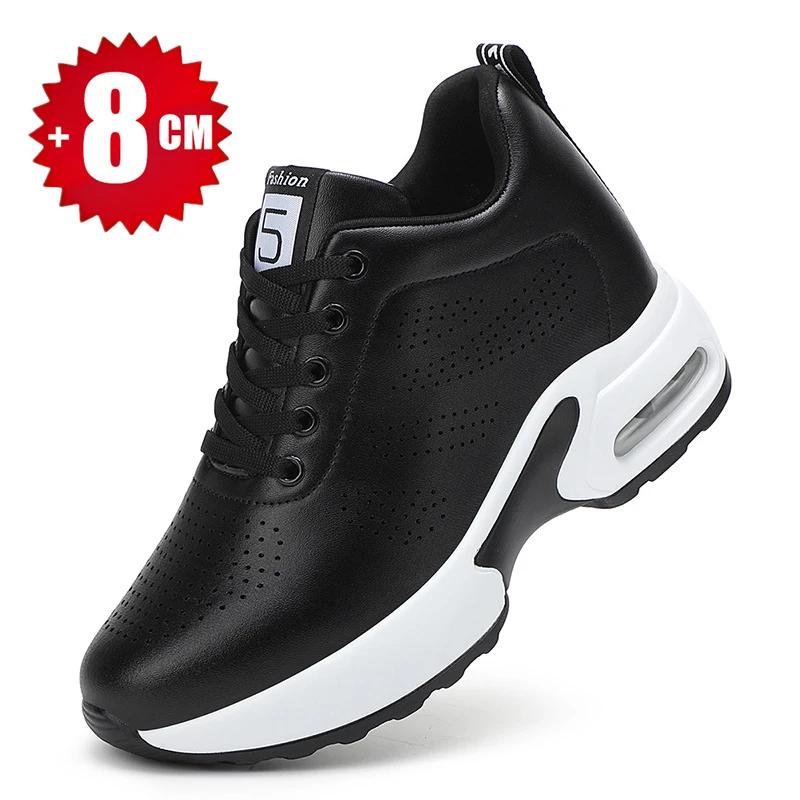 

Women Cushioning Non-Slip Walking Shoes Ladies Four Seasons Chunky Shoes Higher Quality Internal Increase 8cm Chunky Sneakers 35 чёрный