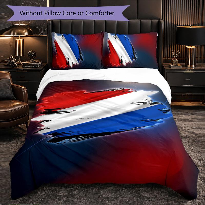 Netherlands Football Pattern 3 Pieces Bedding Set Soft Microfiber Duvet Cover with Pillow Cases for Bedroom