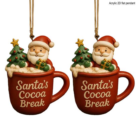 Christmas Drink Cup Ornaments Acrylic Hanging Decor for Tree Car Mirror Festive Birthday Party