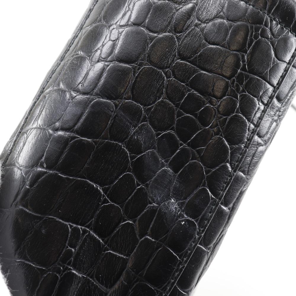 Salvatore Ferragamo Vala Handbag AQ-21 8252 2WAYShoulder Black/gold Embossed Leather Women Used