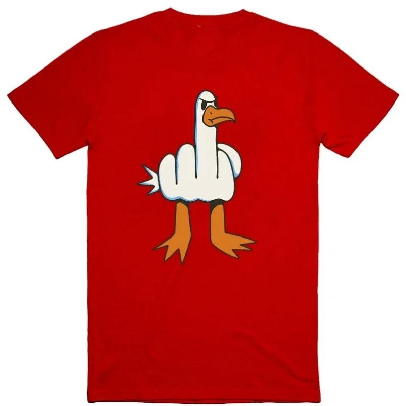 Mens Funny T-Shirt Rude Seagull Design Regular Fit Tee Women Men Print Cartoon Graphic T Shirts Breathable Workout