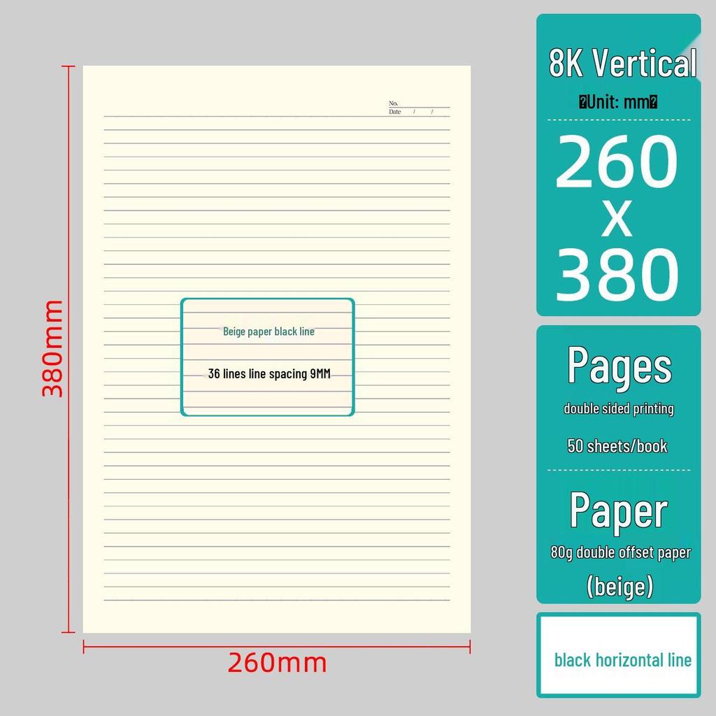 A3 Large Horizontal Line Paper Notebook - Single Line for Office, Student Mind Maps, Drafts
