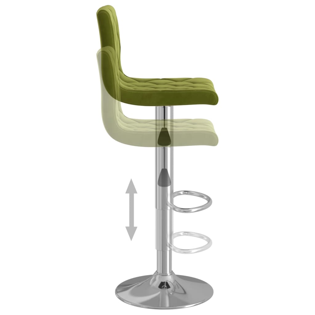 Bar Stool Set of 2 Light Green Velvet