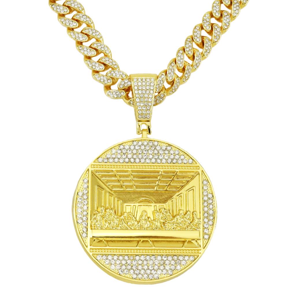 Exaggerated Large Round Pendant Necklace - Trendy Hip Hop Cuban Chain for Men