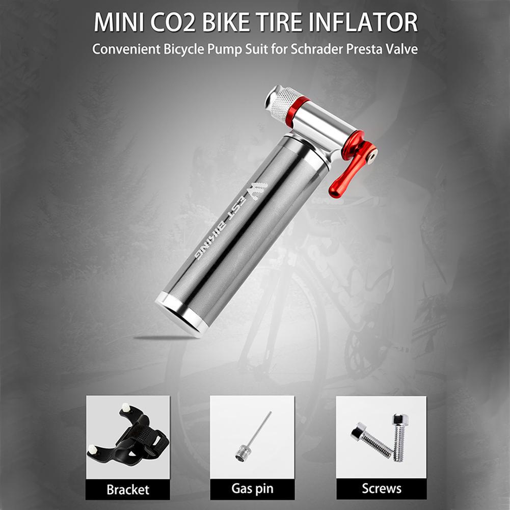 WEST BIKING Mini Bicycle Pump Aluminum MTB Bike CO2 Inflator for Basketball #Z