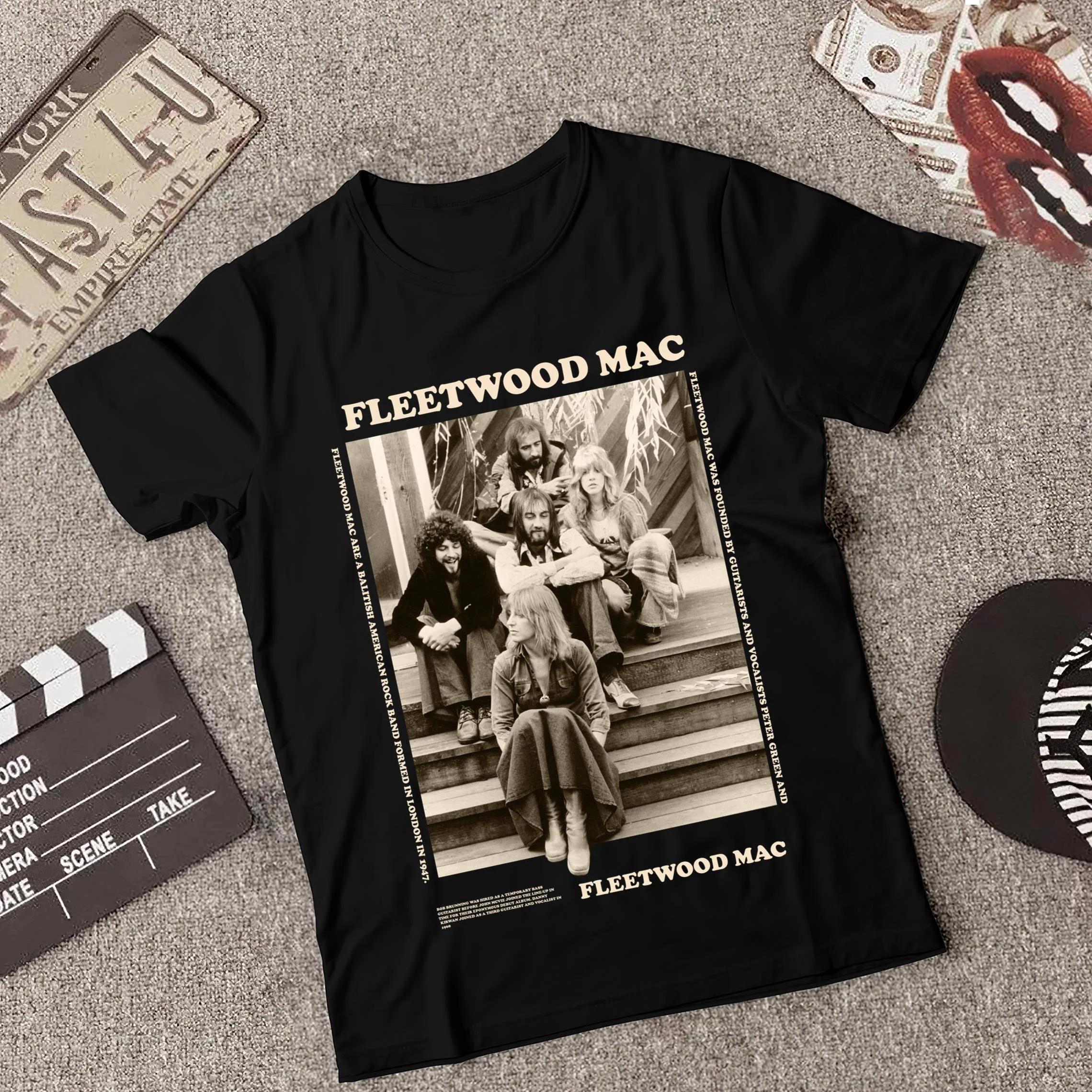

Літній Світовий Тур Fleetwood Mac Вугільно-Чорна Футболка з Коротким Рукавом Унісекс Чоловіча Футболка Чорна Повсякденна Бавовняна Футболка Унісекс з Круглим Вирізом M