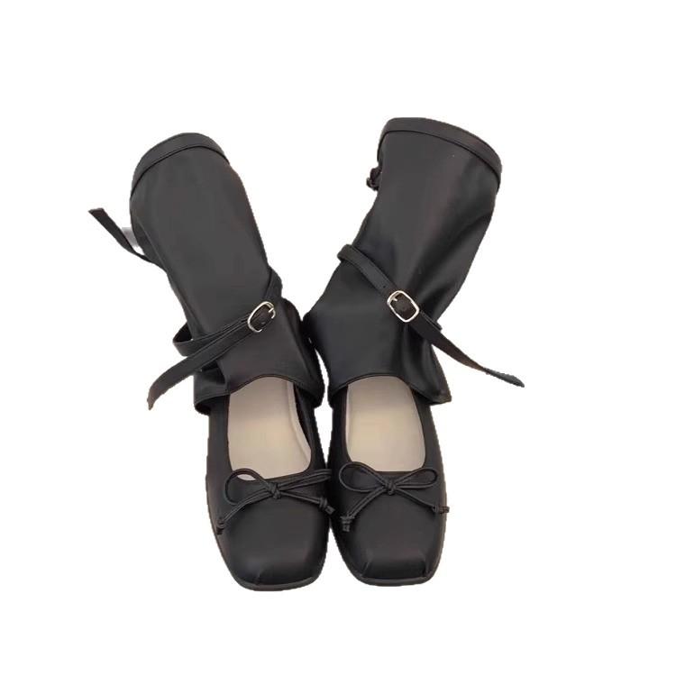 4 cm Korean niche design cool boots children's 2025 new summer bow ballet pleated pile boots~