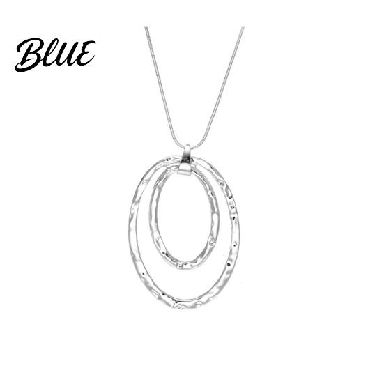 Exaggerated Circle Pendant Necklace Lady Double-layered Hoop Penant Sweater Chain