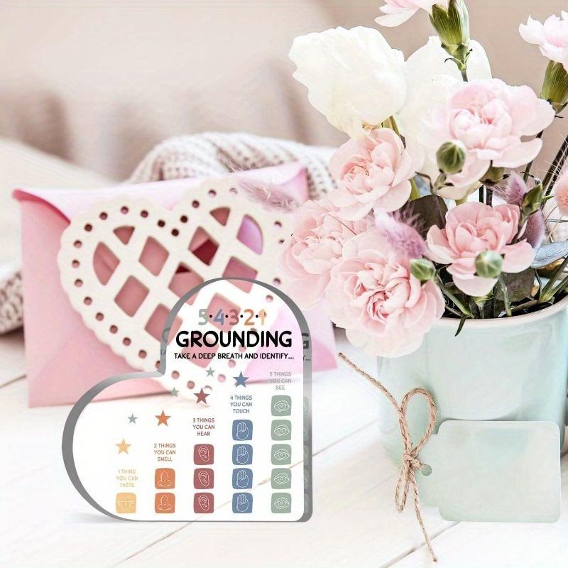 Decor for Mental Health, Acrylic Heart Sign with Psychotherapy Affirmations, Decorative Sign for Therapy Anxiety