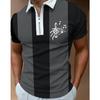 Men'S Polo Shirt Men'S Casual Short Sleeve Lapel T-Shirt 3D Printed Short Sleeve Zipper Polo