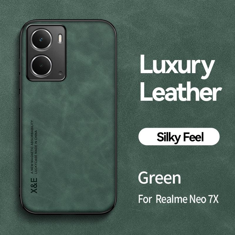 Funda For Realme Neo7x 5G Case Car Magnetic Holder Leather Phone Case For Realme P3 5G Neo 7x RealmeP3 Soft Ftame Protect Cover