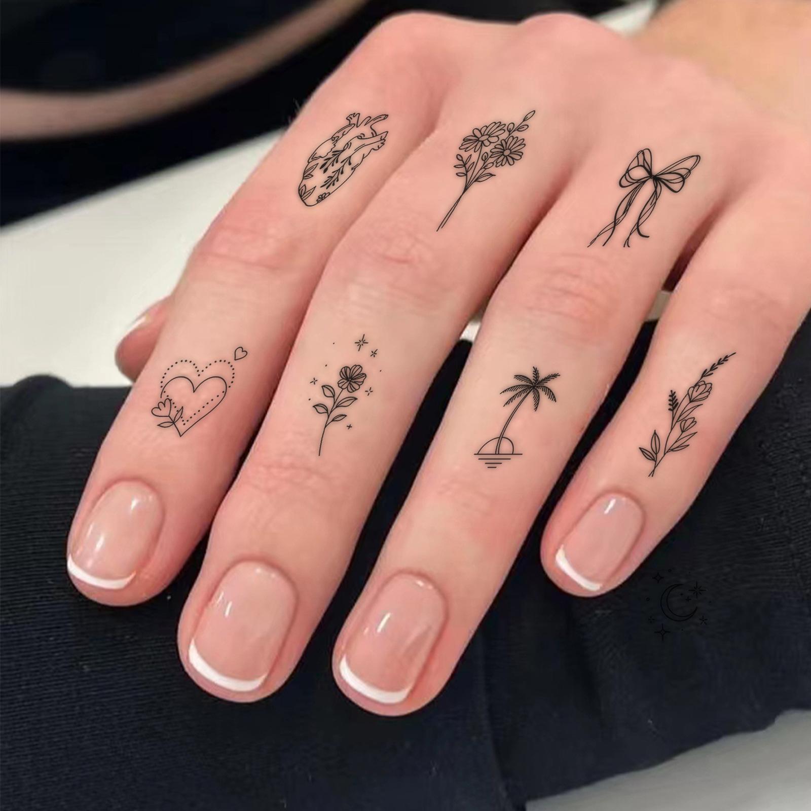 Glow Makeup Unisex Small Pattern Simple Finger Tattoo Sticker High Sense Babes Simple Personality Tattoo Sticker