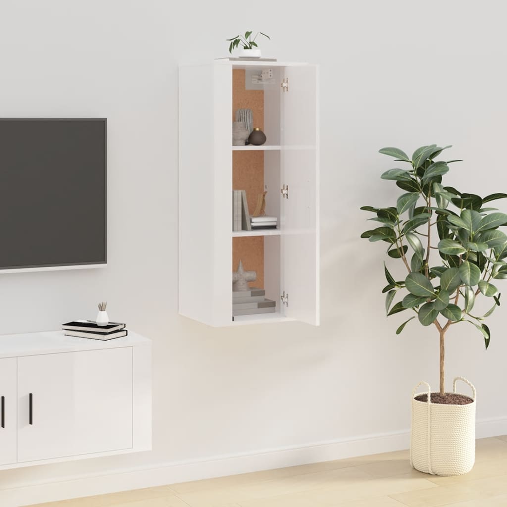 Wall Mounted TV Cabinet High Gloss White 40 X 34.5 X 100 Cm