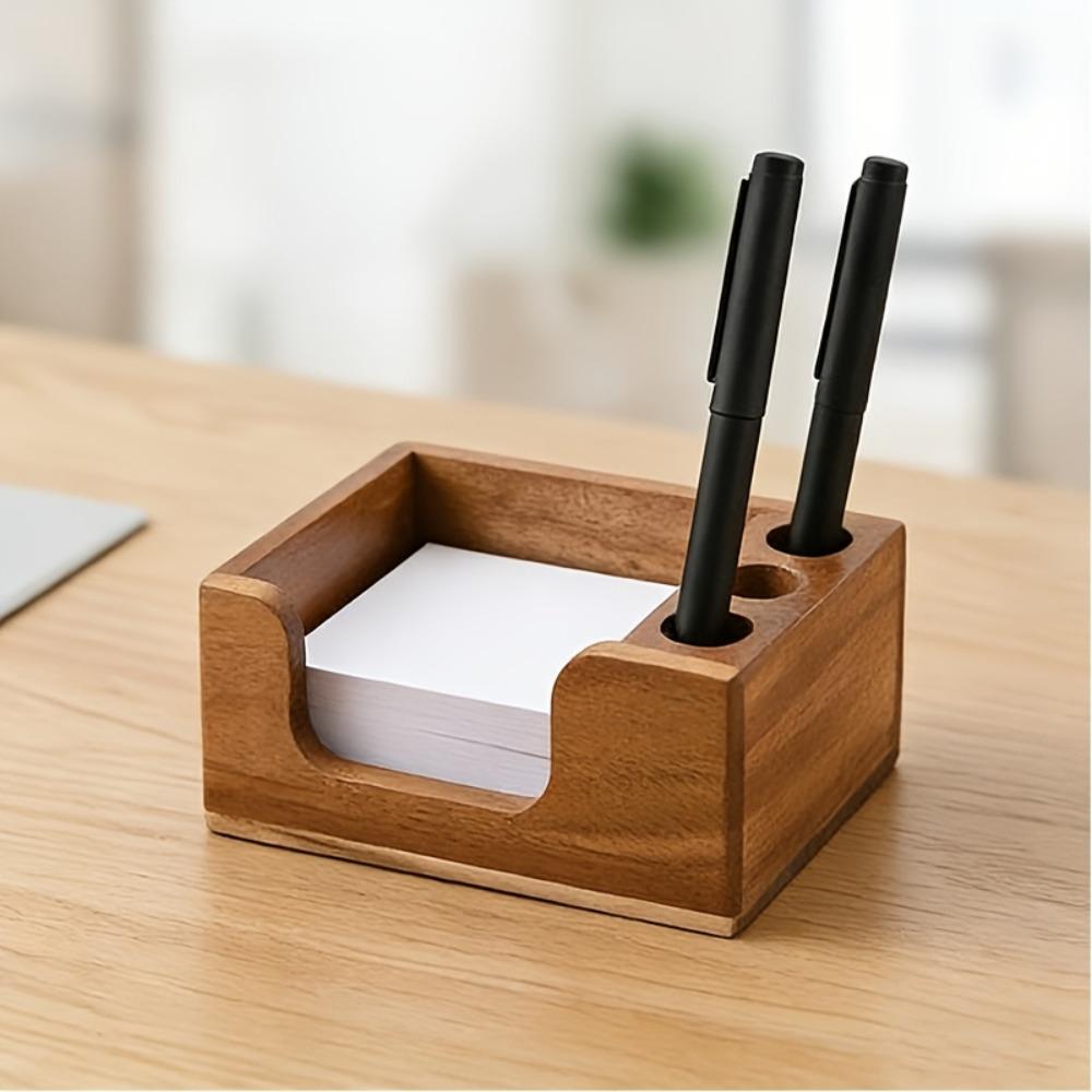Organizzatore da scrivania in legno massello Finitura ecologica Scatola porta cancelleria per Ufficio Studio Casa