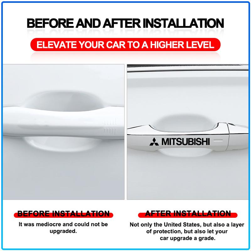 4Pcs Car Door Handle Stickers Tire Rear View Mirror Decals For Mitsubishi Lancer 7 8 I200 Pajero Montero Sport Outlander ASX Mirage Eclipse