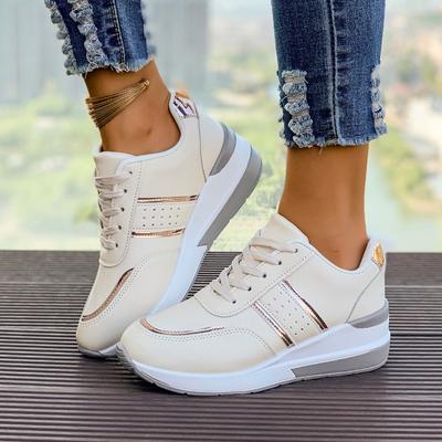 Fashion Women's Fashion Single Shoes Autumn New Round Head Thick Bottom Lace-up Casual Comfortable Sports Shoes