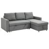 Convertible Corner Sofa Sofa Bed 3-Seater Modular Sofa with Reversible Chaise Longue, Built-in Storage Chest and 3 Back Cushions, Linen-Look Fabric