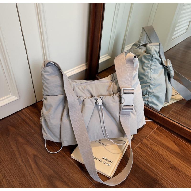 Summer new pleated shoulder bag large capacity messenger bag versatile commute to work class casual tote bag