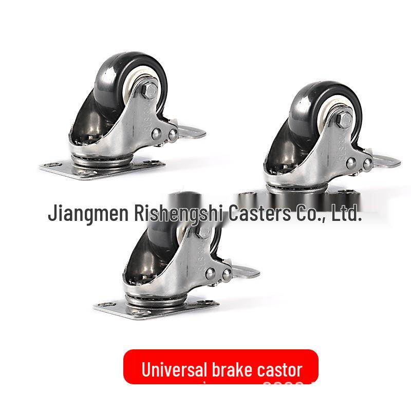 Stainless Steel Swivel Caster with PVC Wheel & Brake, Rustproof & Waterproof