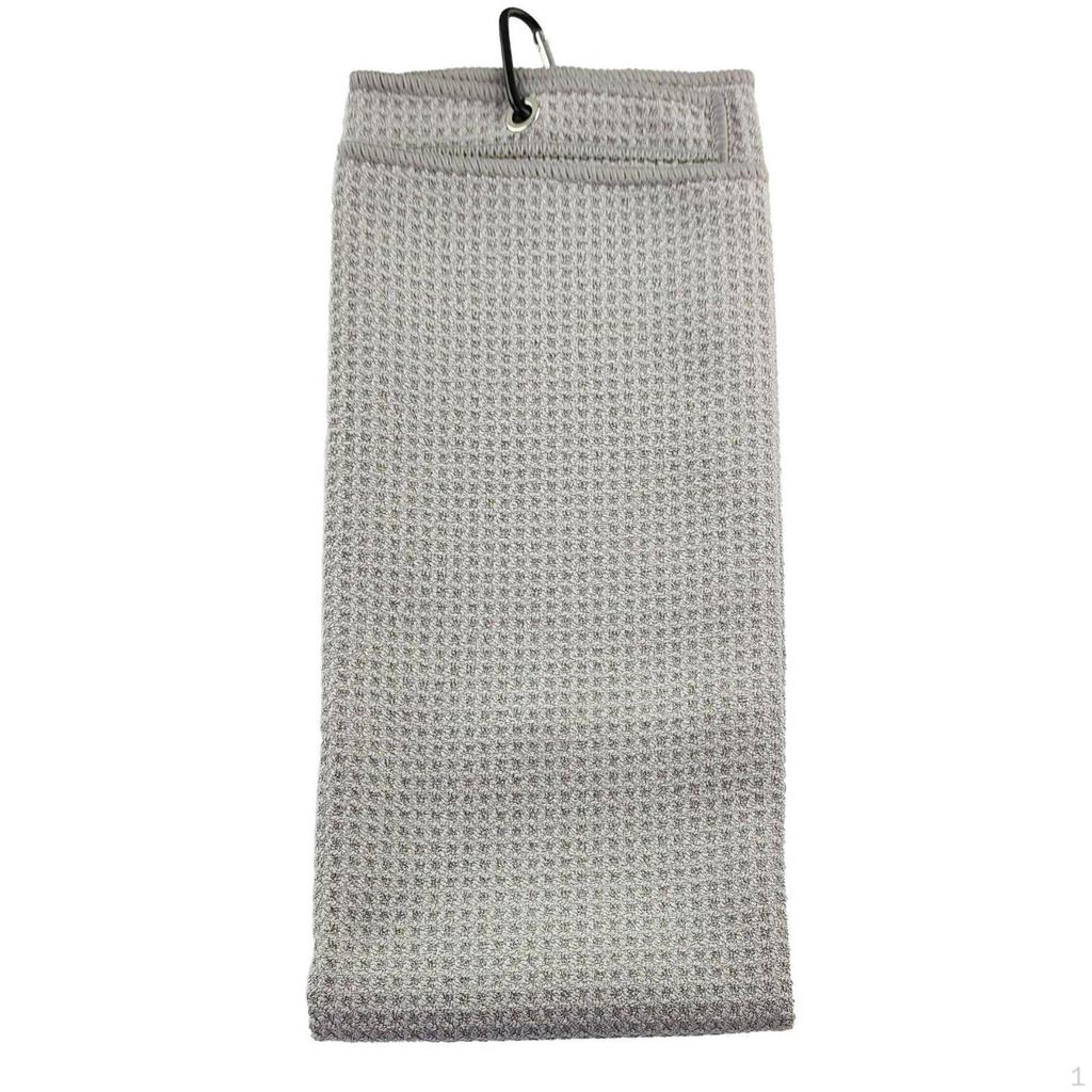 Sports Towel, Microfiber Grid, Quick Dry, Sweat Absorbent, Carabiner, Random Color Black