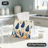 1pc Tissue Box, Modern Organic/ Blue Orange Florals/ Calm Warm Mood Pattern, 2D Flat Printing, Made From Tough Polyester, Can Be Folded, Tissue Holder
