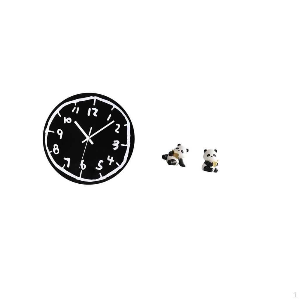 Modern Minimalist Acrylic Wall Clock And Panda Figurine Bookends Decorative Art for Kitchen Office
