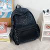 Star Print Backpack with Front Pocket and Side Drawstring Pockets for School and Casual Use